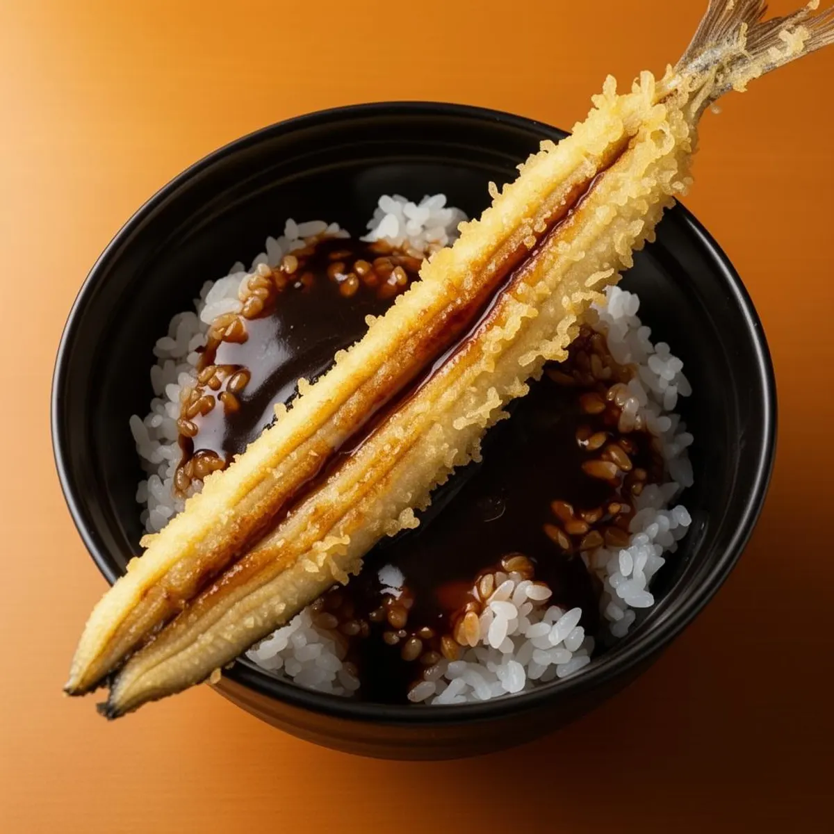穴子の天丼の盛り付け（イメージ）。