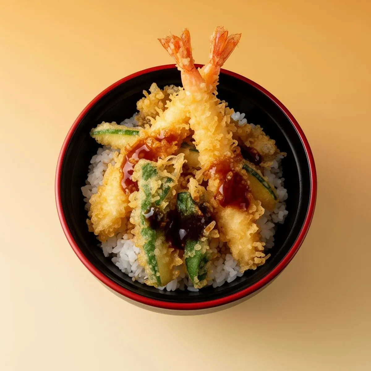 天丼の盛り付け（イメージ）。